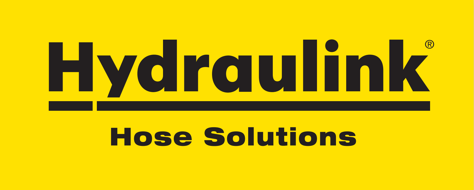 Yellow background with black text displaying 'Hydraulink Hose Solutions', with the word 'Hydraulink' in large letters and an underline.